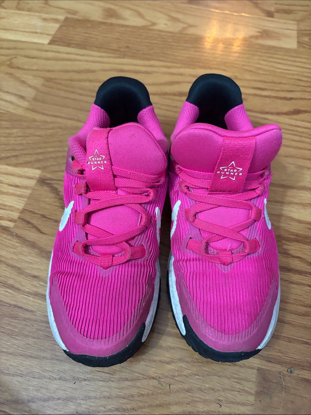 Nike Kids Hot Pink Lace-Up Sneakers with White Swoosh